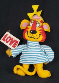 Handmade Tiger Love 23" H Plush Stuffed Animal Lovey Vtg 60's